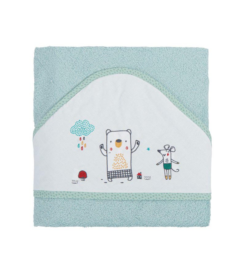 Toalla capa de baño bebe Osito Bañera gris