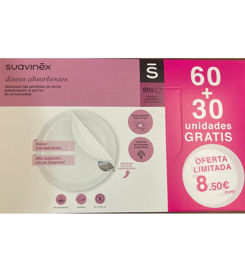 SUAVINEX DISCOS ABSORBENTES 60+30 UNIDADES